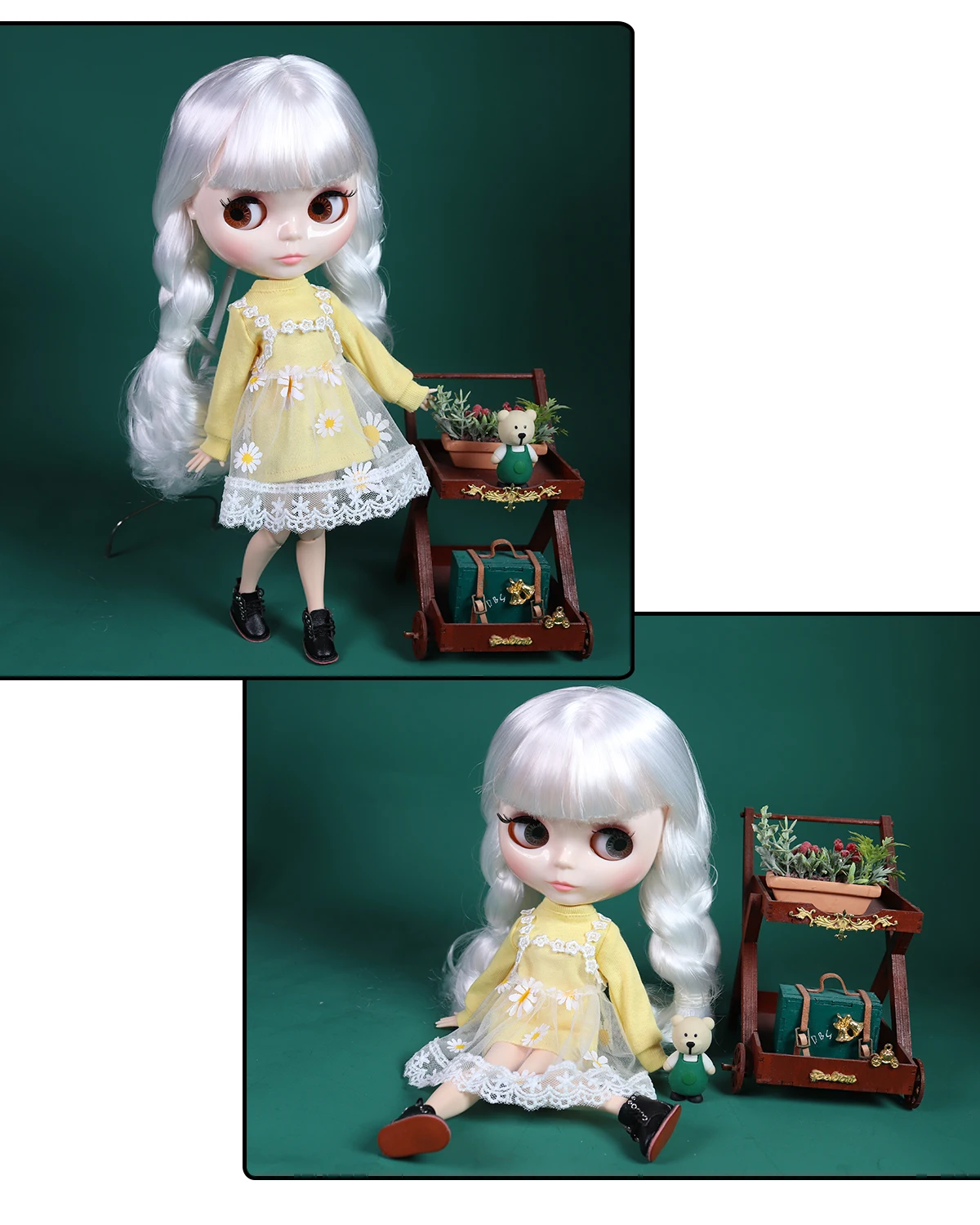 Alba – Premium Custom Neo Blythe Doll with Silver Hair, White Skin & Shiny Cute Face 1
