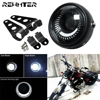 

Motorcycle 6.5'' LED Headlight Retro Daytime Running Light Fog High Low Beam Lamp Headlamp Bracket For Harley Cafe Racer Bobber