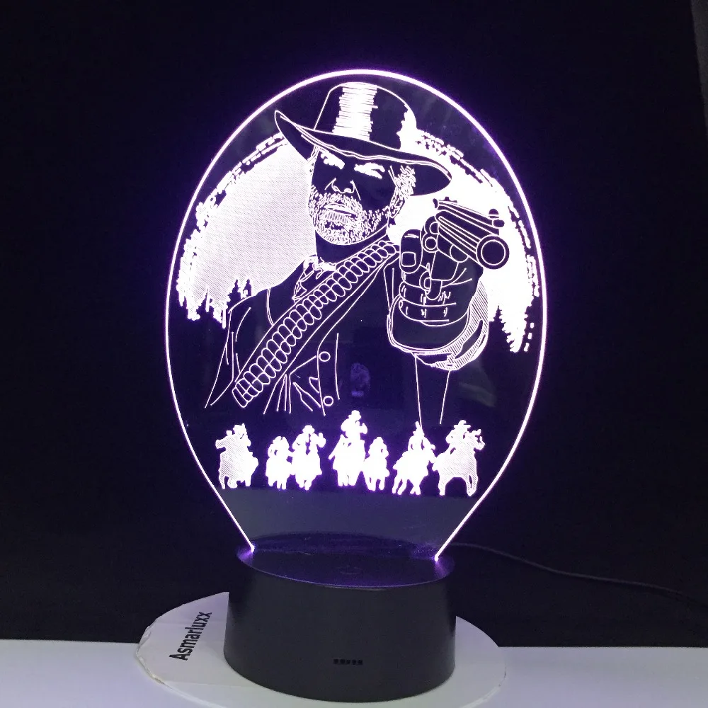 Красный Dead Redemption Декор для спальни игровой USB ночной Светильник lamparas для рождественского подарка аксессуары для домашнего декора 3D Светодиодная лампа Прямая поставка