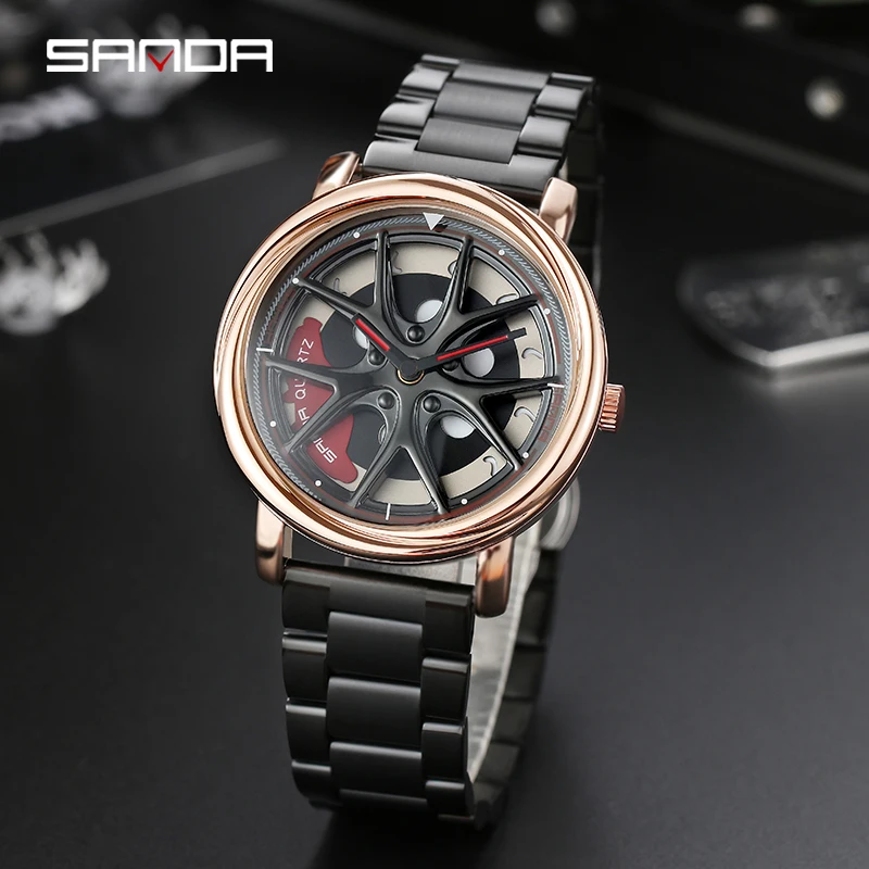 SANDA reloj hombre 1025 новые мужские кварцевые часы мужские модные часы с вращающимся циферблатом мужские повседневные часы relogio masculino подарок