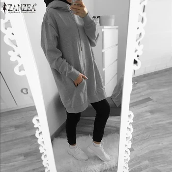 

ZANZEA Women Hoodies Sweatshirts 2020 New Fashion Female Casual Long Hooded Loose Pockets Sweatshirt Plus Size Sudadera Mujer