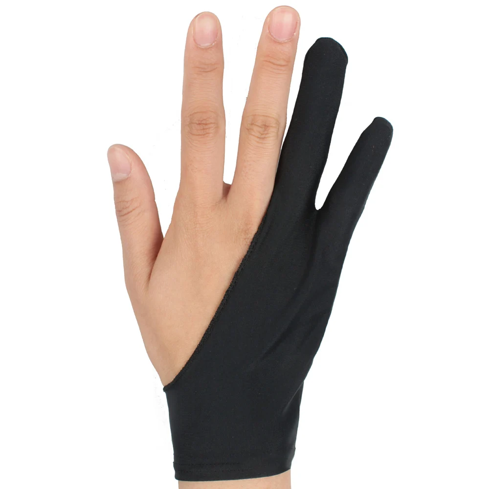 1PC Black 2 Finger Anti wear Anti fouling Glove Artist Drawing Digital