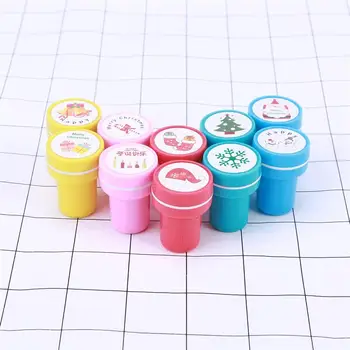 

10pcs Cute Christmas Stampers Plastic Signet Set Students Rewards Birthday Party Favors Supplies
