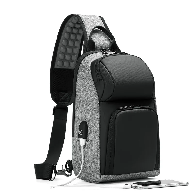 

Jorgeolea Men Bag Large Capacity Mini Chest Pocket USB Charging Handbag Bag Satchel Man Fashion Sactchel Bag Chest Bag