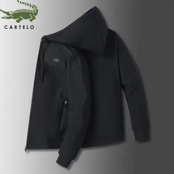 

CARTELO jacket men new fashion wild casual sports hooded solid color comfortable men's long sleeve jacket