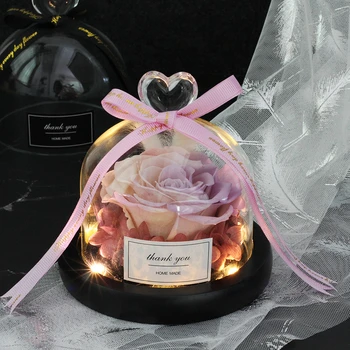 

Beauty And The Beast Preserved Valentines Day Gift Exclusive Rose In Glass Dome With Lights Eternal Real Rose Mother's Day Gif