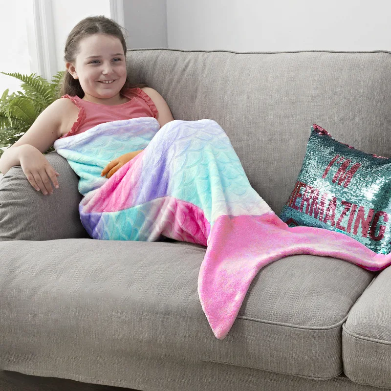 Shark Mermaid Tail Blanket for Children and Kids, Sleeping Sack