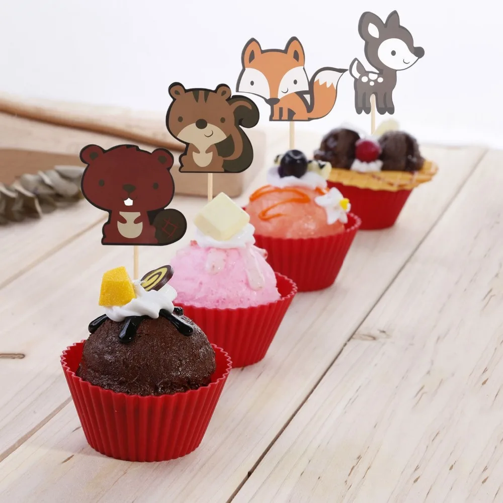24 шт. животные робот космическая ракета Торт Топперы прекрасный торт выбор Декор кекса вечерние принадлежности для детского душа день рождения украшения