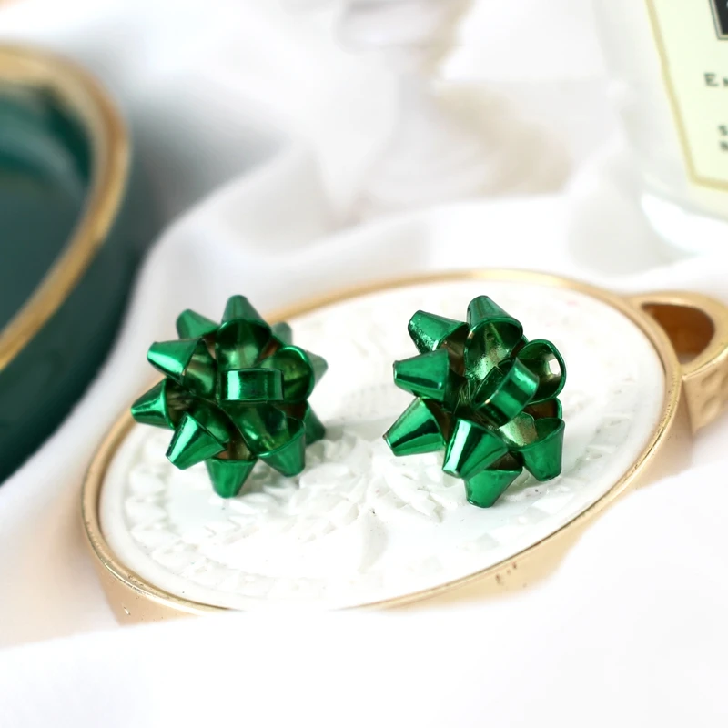 UJBOX 20 мм Европейский Американский ретро металлический цветок нерегулярные серьги «узел» шпильки аксессуары женские зеленые серьги из Золотого Сплава