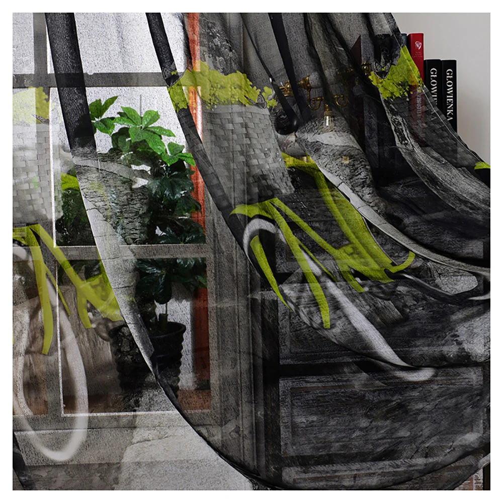 Lychee велосипед печатных льняные занавески современные двери Штора для окна комнаты делитель шторы балдахин украшения дома