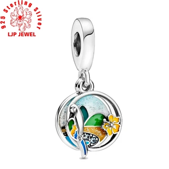 

2020 Summer New silver color Brazil Beach Parrot Dangle Charms Beads fit Original Bracelets Women DIY Jewelry