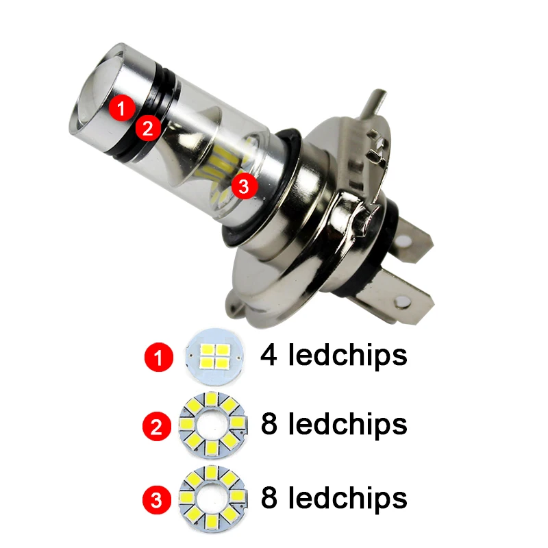1 шт. H 4 H 7 светодиодный светильник для автомобилей 100 Вт 6500K 12-24V Autos 20 светодиодный противотуманный светильник для вождения 1000LM головной светильник белый