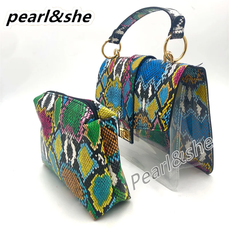 New Luxury Designer Handbag Snakeskin Print Flat Sandals Ladies Serpentine Leather Fashionable Shoes Women's Shoulder Bag Sets |