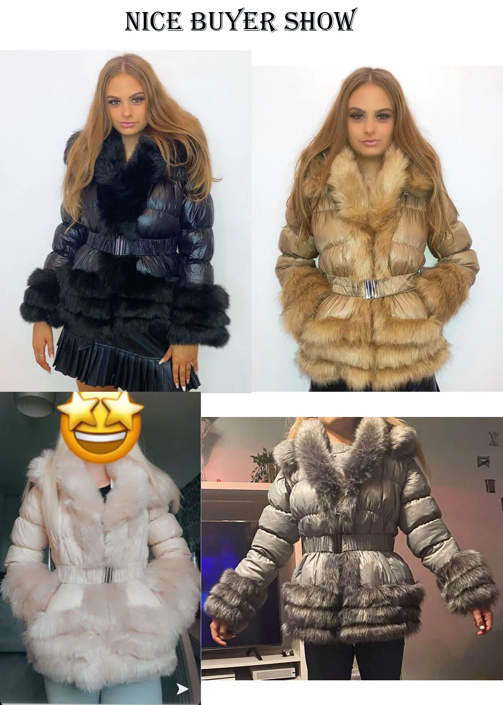 STORTO Womens Fluffy Coats，Warm Winter Puff Parkas Jacket Solid Winter Outerwear