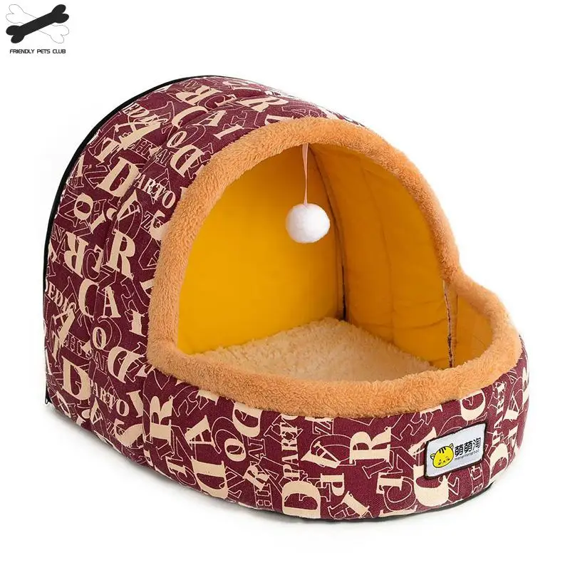 Best Hot Sell Pet Cat Dog House Autumn Winter Soft Plush Dogs Small Big Cats Nest Home Cute Pattern Kitten Puppy Shelter