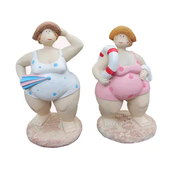 

Mediterranean Creative Home Decorations Resin Bikini Fat Girl Beach Scenes Statue Living Room Entryway Ornaments X3447