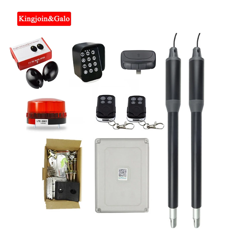 

double arms swing gate opener door motor kit with 2 remote ( photocells,warning light,push button,keypad, gsm operator optional)