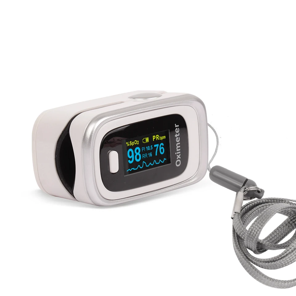 

Silver oximeter new high-end shape generous top grade spo2 monitor with pi pulse rate and blood oxygen saturation