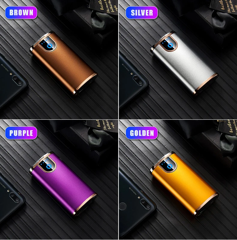 Lighter Rechargeable Windproof Cigarette Dual USB Electric Lighter Flameless Electronic Gadgets LED Spotlight Portable Charger