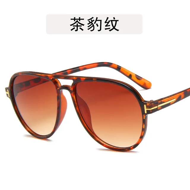 New Fashion Cool Aviation Style Gradient Sunglasses Men Women Driving Vintage Brand Design Cheap Men Sun Glasses Oculos De Sol leopard tea