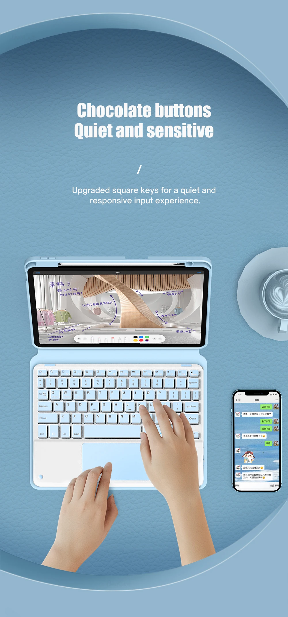 Capa de Teclado Magnético para iPad, Capa