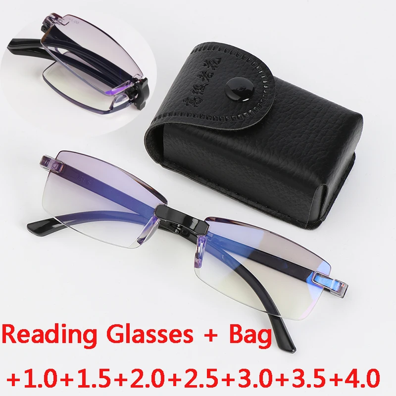 

1.0 1.5 2.0 2.5 3.0 3.5 4.0 Folding Reading Glasses Foldable Presbyopia Glasses Men Women Vintage Computer Eyeglasses with case