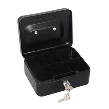 

Desktop With Keys Cash Box Coin Home Portable Locking Small Stainless Steel Bills For Money Office Storage Check Security Safe