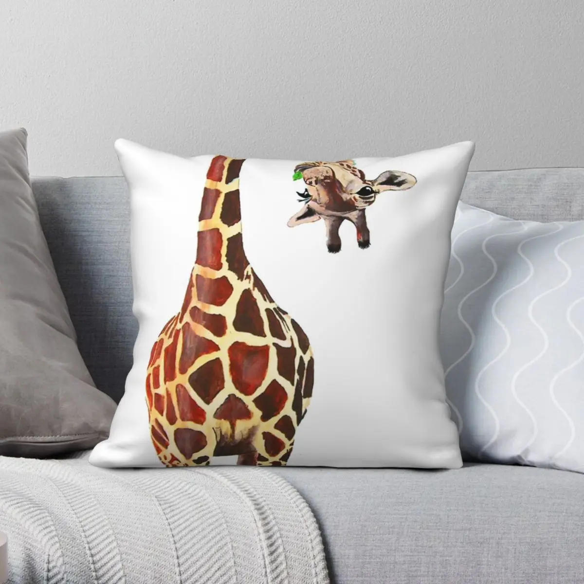 

Чехол с квадратной подушкой жираф и Анника, чехол из полиэстера и льна, бархатная креативная Декоративная Подушка на молнии, чехол для домашней подушки