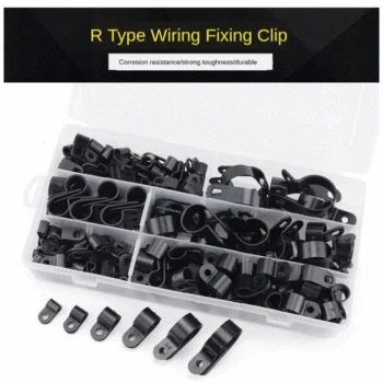 

200pcs Nylon R Type Cable Clamp Wire Clip Fasteners Kit Hardware