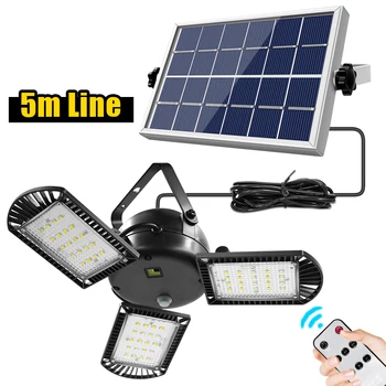 

Newest 60 led Solar Light 3 Lamp Head Adjustable Lightness With Remote Control 2/4/6 Timer Outdoor Waterproof Solar Garden Lamps