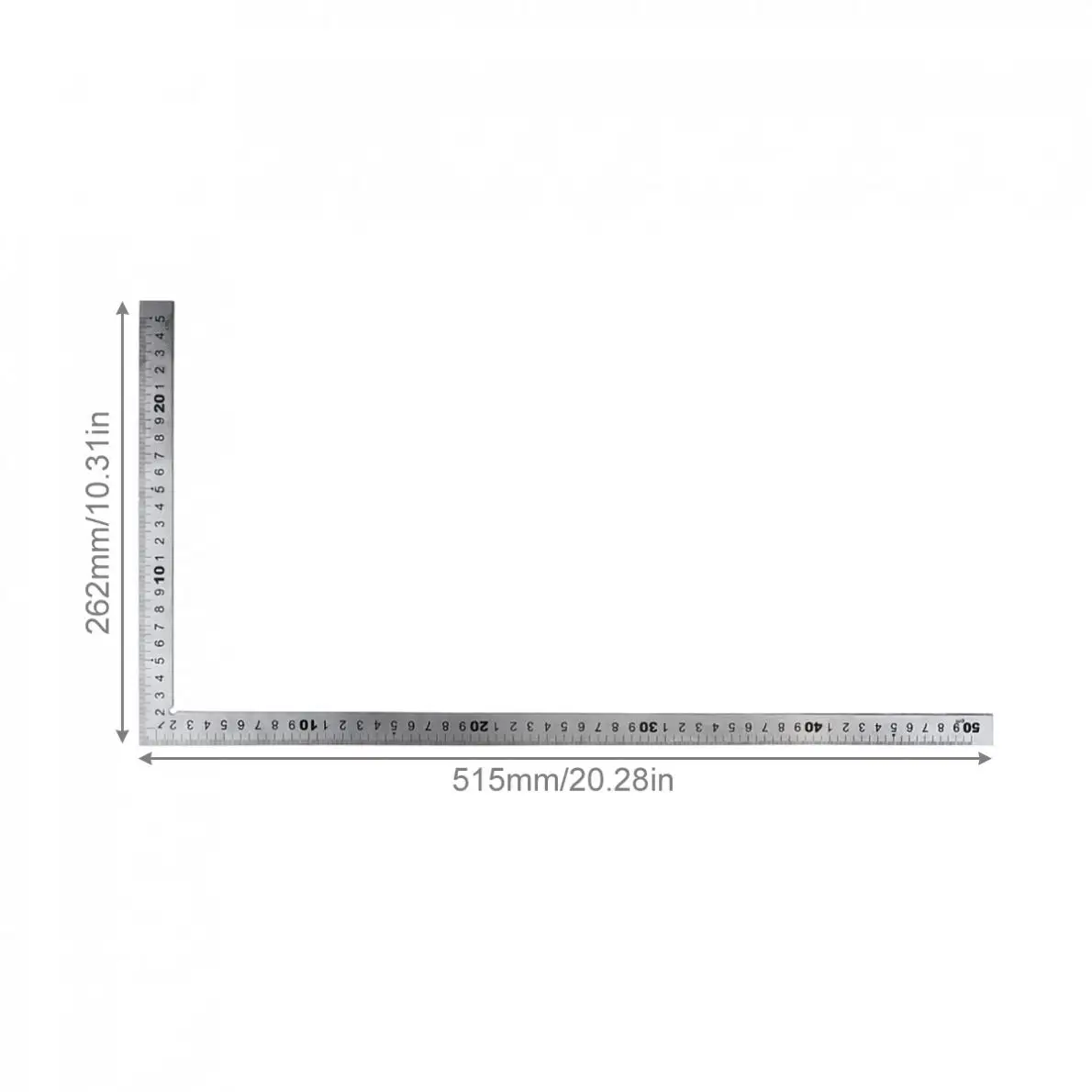 Tragbare 250x500mm Dicker 1,2mm Edelstahl 90 Grad Rechts Winkel Lineal für Holzbearbeitung/Büro