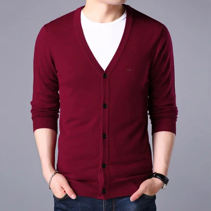 

4 Colors 2020 Autumn New Cardigan 100% Wool Short Sweater Men Spring Male Casual Black Fit S-3XL LX1383