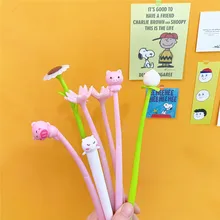 48 шт./лот мягкая гелевая ручка с рисунком цветка персика, ручка с водным знаком, канцелярские принадлежности для офиса и школы, рекламная подарочная ручка