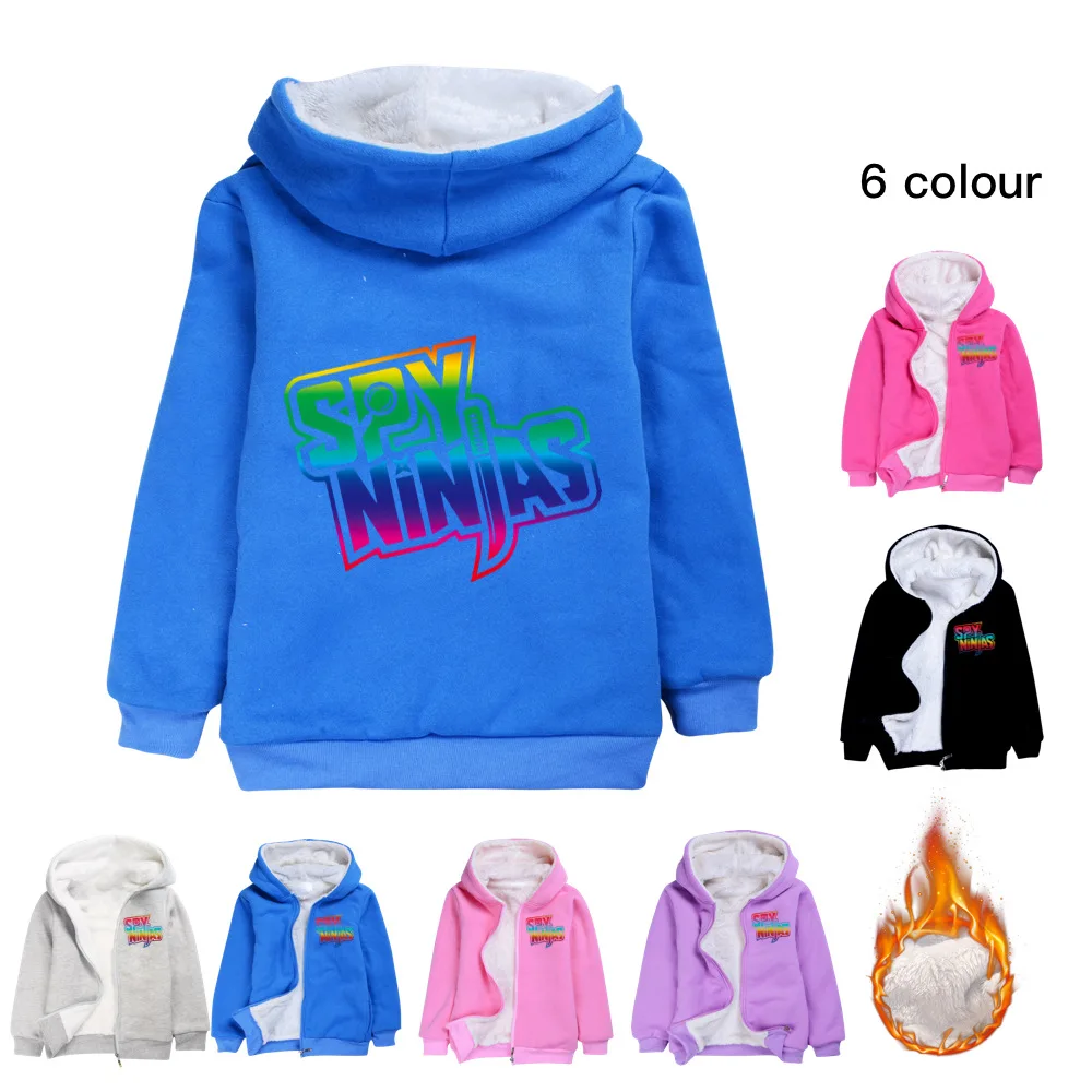 Spy Ninjas Cartoon Coat For Girl Winter Bambini Maglioni Solid Hooded Baby Coat Fashion Kids Cappotti Cappotto Di Pelliccia Per Bambini Piumino