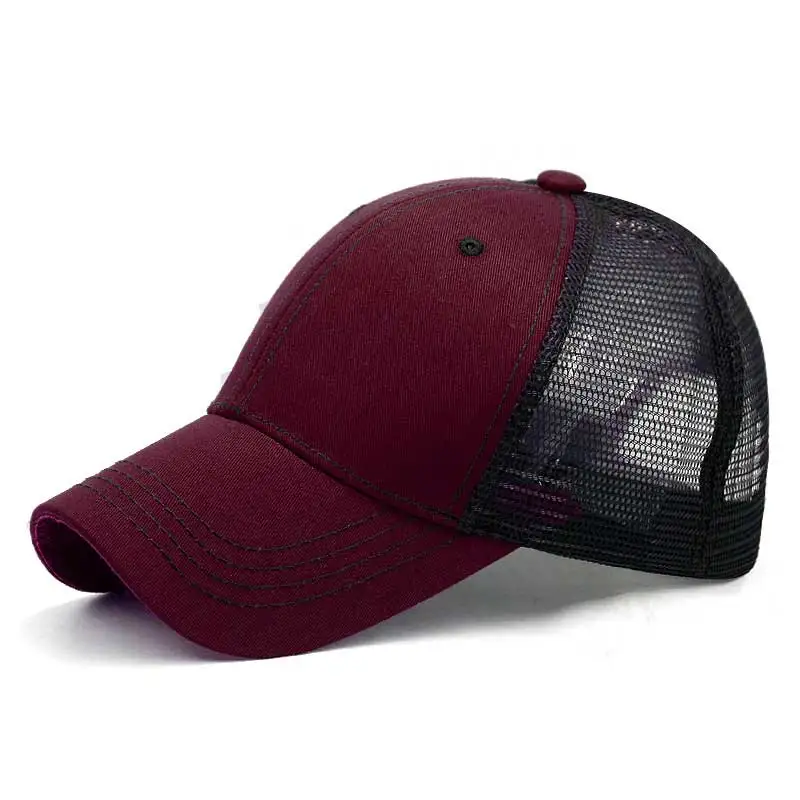 Red wine Кепка мужская летняя кепка для бейсбола твердая Snapback кепка хип хоп дышащая сетчатая шляпа Женская Повседневная шляпа от солнца папа дропшиппинг - Цвет: Red wine