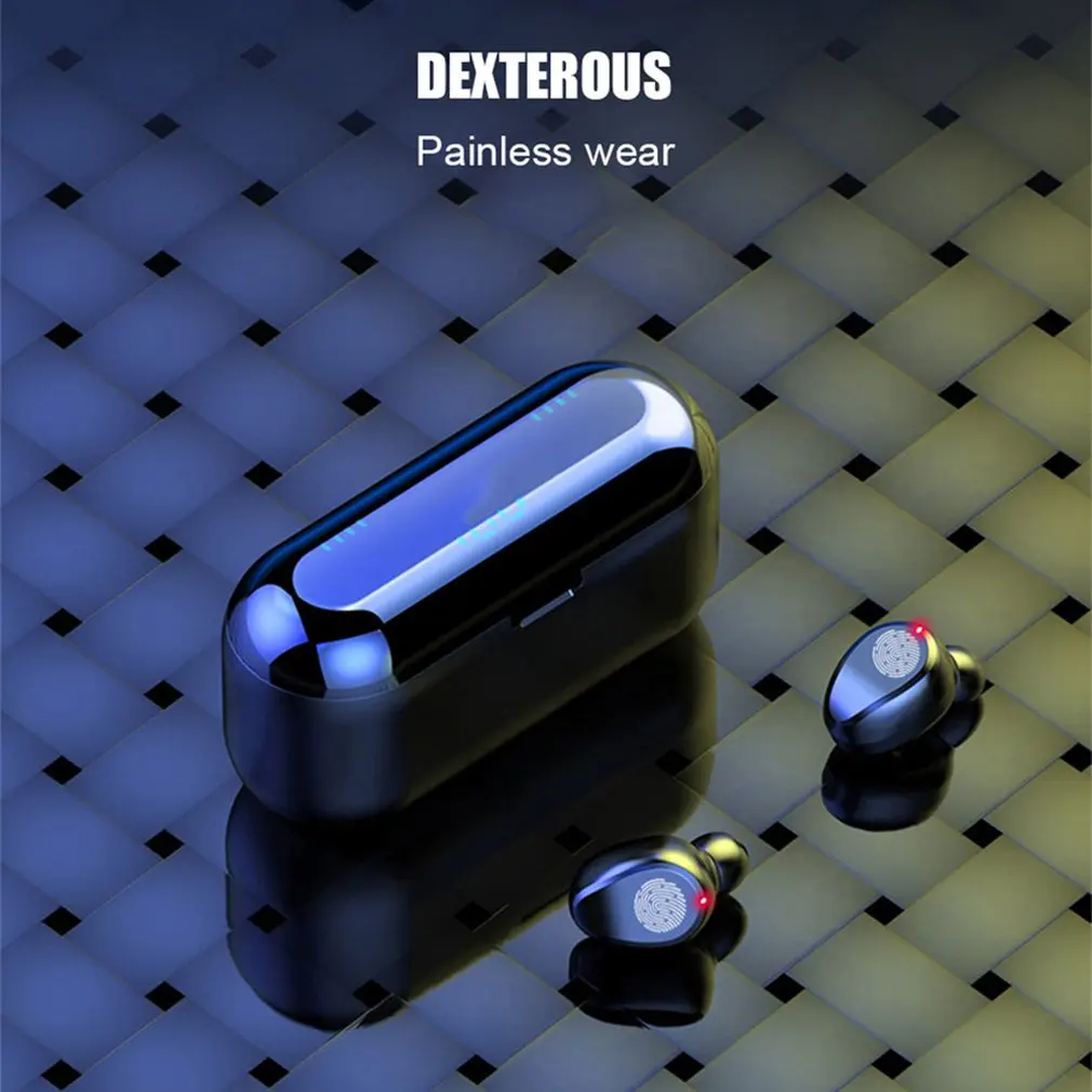 Беспроводные наушники Bluetooth V5.0 F9, беспроводные Bluetooth наушники, светодиодный дисплей, 2000 мАч, внешний аккумулятор, гарнитура с микрофоном
