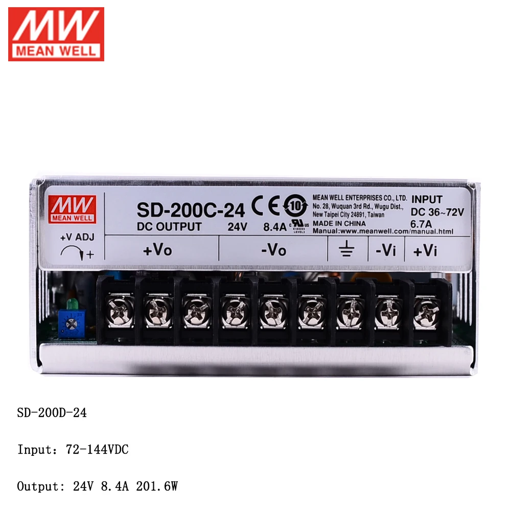 MEAN WELL SD-200D-24 Input 72~144V DC to 24V 200W DC-DC Converter Switching Power Supply 8.4A Transformer SMPS | Обустройство дома