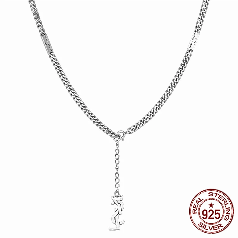 

925 sterling silver necklace fashion tide personality chain female wild retro simple net red clavicle chain birthday gift
