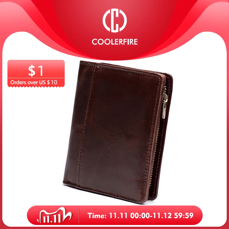 

Genuine Cow Leather Short Men Wallet Small Vintage Wallets For Men Brown Clutch Bag Coin Bag Purse Money Clip Wallet PJ123