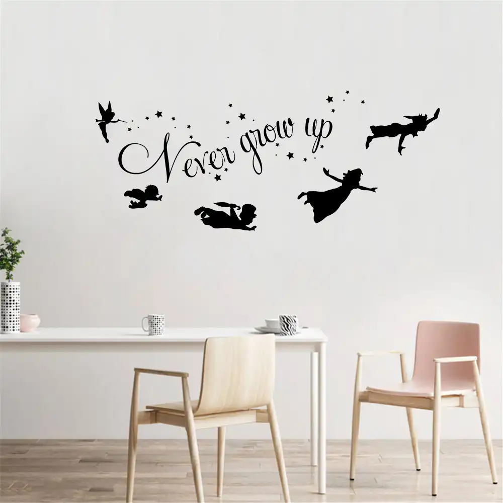 Autocollant Mural De Dessin Anime Peter Pan Citation Never Grow Up Autocollant Mural En Vinyle Pour Chambre De Bebe Et D Enfants Aliexpress