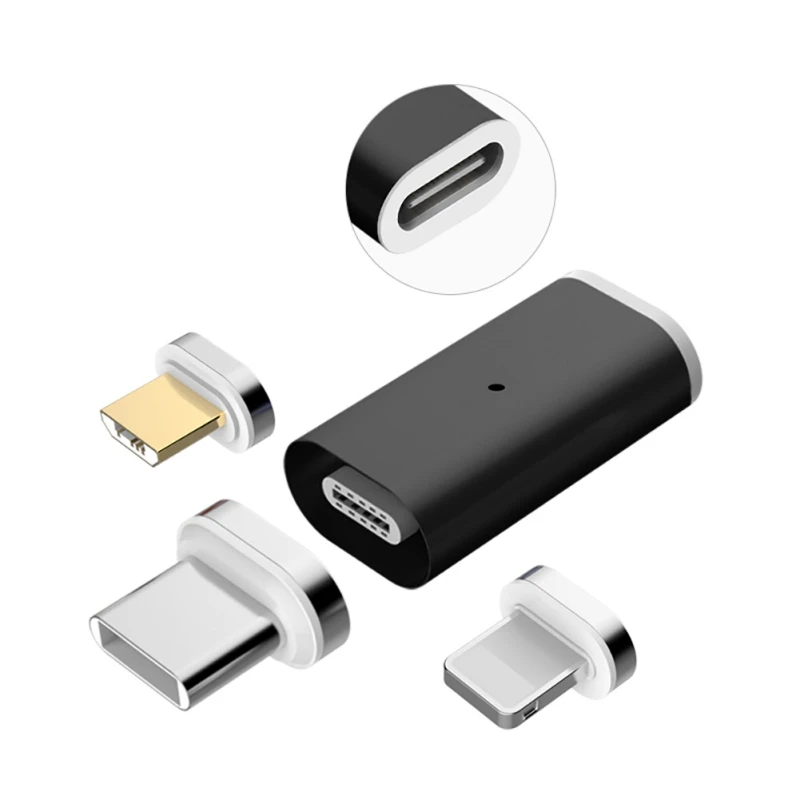 Быстрая зарядка Магнитный адаптер для iPhone Lightning Android type C штекер Micro USB 2,0 соединительное устройство для Micro USB C кабель