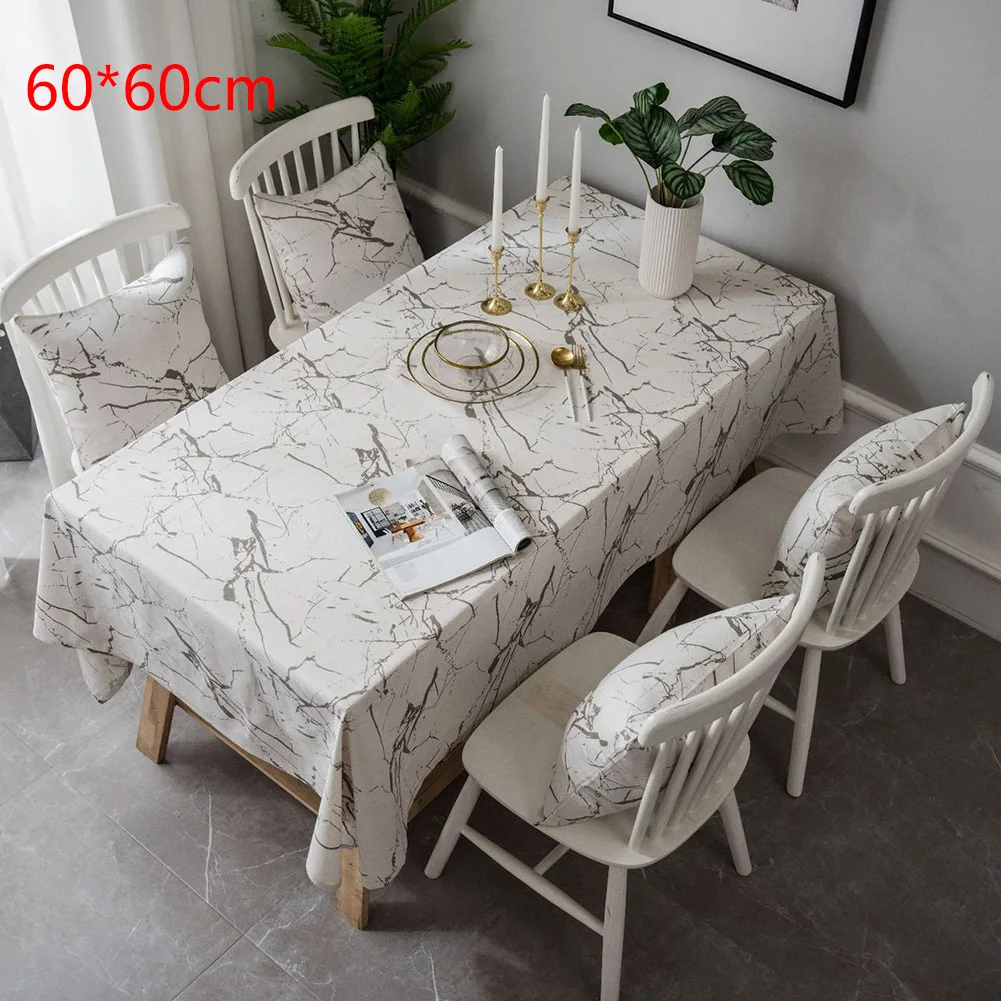 60x60cm Пыленепроницаемый Открытый Многофункциональный для кухни мраморный принт защитные вечерние многоразовые домашний декор моющаяся скатерть квадратный - Цвет: 60x60cm