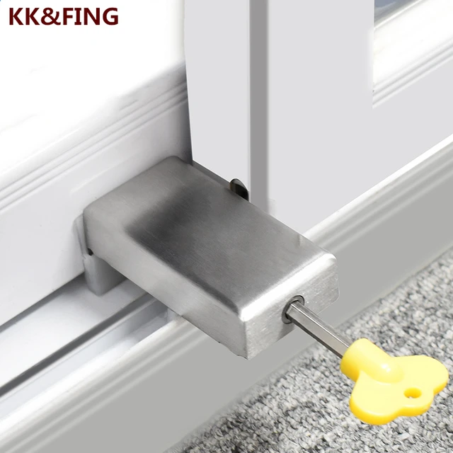 KK & FING 창 잠금 스토퍼 슬라이딩 창 알루미늄 합금 안전 잠금 어린이 보호 도어 및 창 도난 방지 잠금 장치