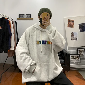 

Men's sweatshirt 2020 spring new solid color embroidered hooded sweatshirt youth personality fashion trend men's clothing