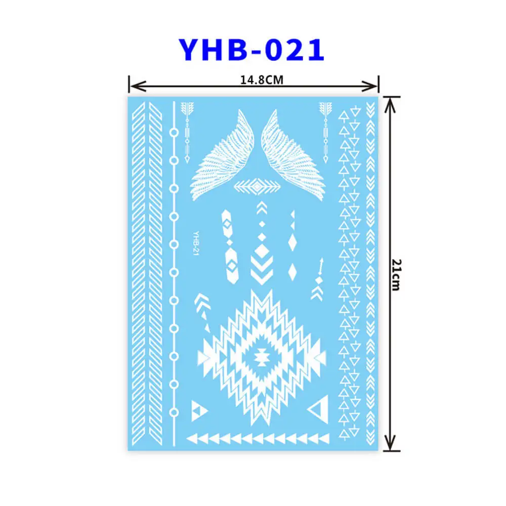 YHB-021 Сексуальная хна для росписи мехенди Татуировка колье из белого кружева цветок временная татуировка наклейка водостойкий боди-арт для свадьбы пляжа - Цвет: YHB-021