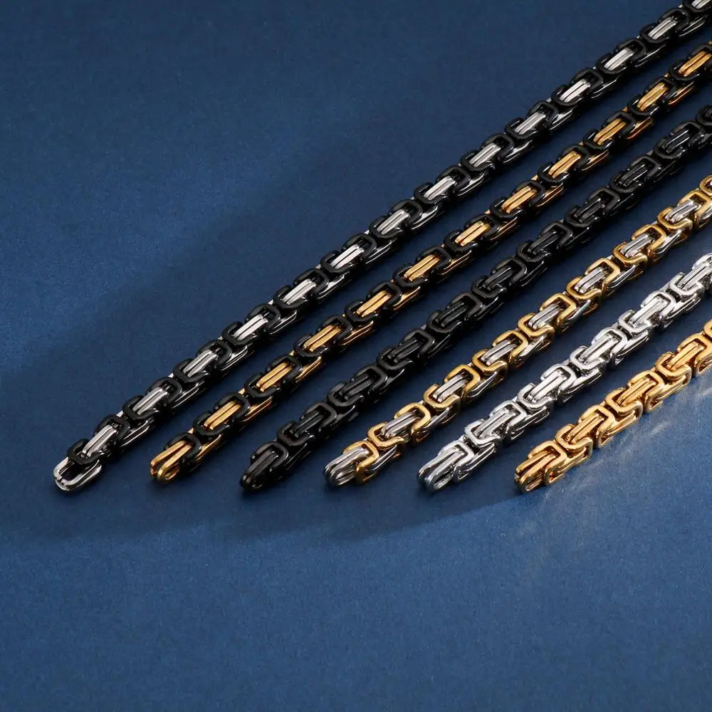 Royal Box Chain Necklace For Men Male Stainless Steel Long Necklace Personalise Jewelry Boyfriend Gift 4 5 6 8mm Width stainless steel necklace metal necklace sterling chain necklace
