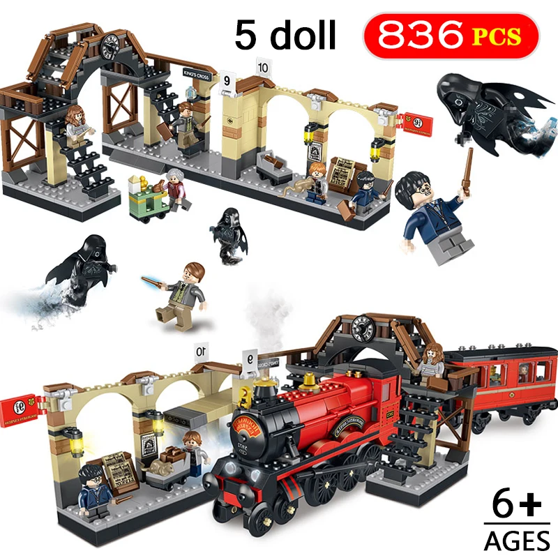 

836pcs Harri Potter Compatible with LegoINGLY Magic School Train Platform Building Blocks Figures Toys for Children Christmas