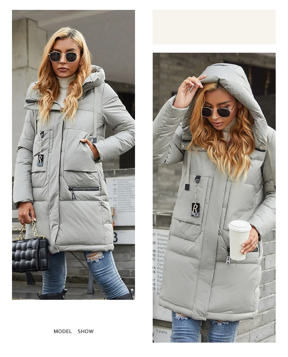 long down puffer coat HaiLuoZi 2021 Winter  Women Jacket Classic Lengthened Thick Women's Coat Fashion Hood Solid Color Casual Windproof Parka 6086 long black puffer coat