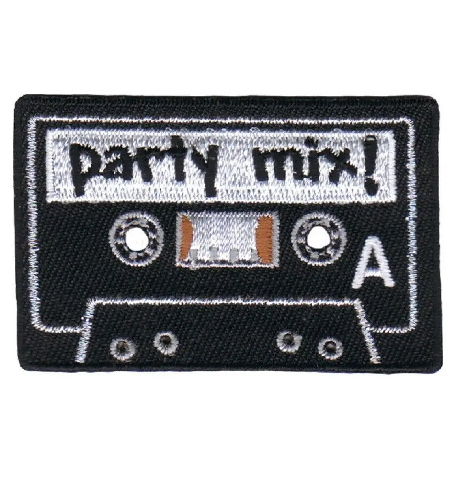 

Hot! Cassette Tape Applique Patch - Party Mix, Music Badge (Iron on) (≈ 7-4.8 cm)