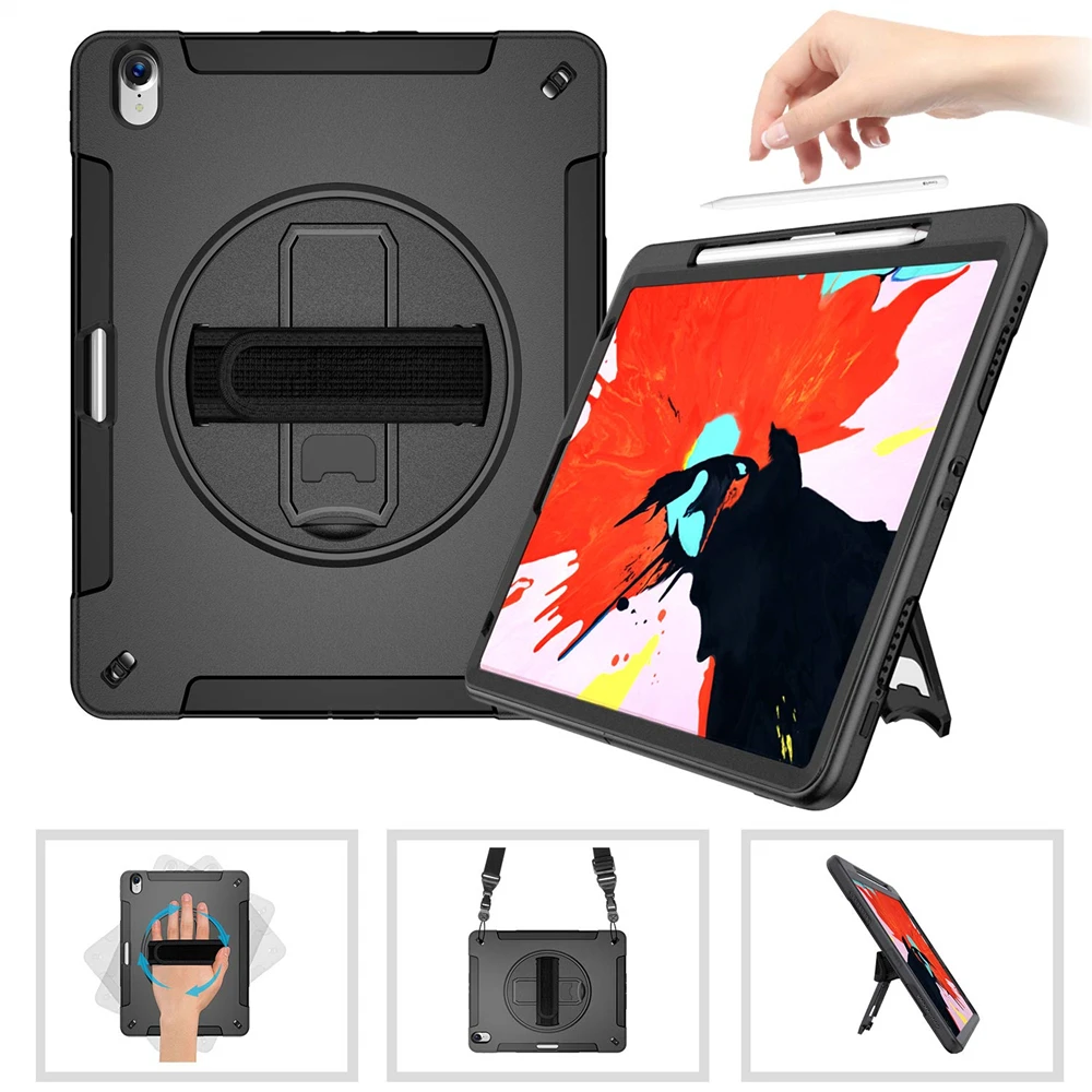 Ударопрочный чехол для планшета iPad Pro 12,9 дюйма 3rd Gen с держателем карандаша на руку с плечевым ремнем, защитный чехол FTLBX